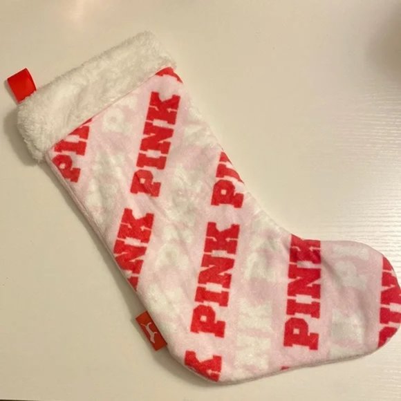 PINK Victoria’s Secret Christmas Holiday Fuzzy Stocking - Picture 1 of 8